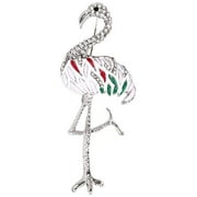 MUZHE Painted Enamel Pearl Flamingo Brooch Pin,Vintage Pearl Mandarin Duck Bird Brooch for Women Man Uniform Accessories