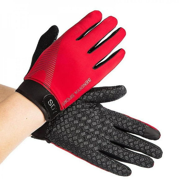 Cycling Gloves,windproof Touchscreen Anti-slip Silicone Gel Gloves,lining Running Gloves For Mens & Womens Red VSB