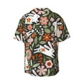 thumbnail image 2 of Balery Rabbits on Floral Men's Casual Button Down Shirt Short Sleeve Textured Summer Cuban Beach Shirts-Large, 2 of 7