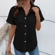 thumbnail image 1 of TaTaai Women's Casual V-Neck Top Short Sleeve Button Front Solid Color Blouse Soft Lightweight Comfy Spring Summer Daily Beach Wear Gift, 1 of 7
