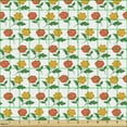 thumbnail image 2 of Floral Fabric by the Yard, Continuous Pattern of Spring Garden Symmetry Roses Cartoon, Decorative Upholstery Fabric for Chairs & Home Accents, Burnt Sienna Green by Ambesonne, 2 of 5