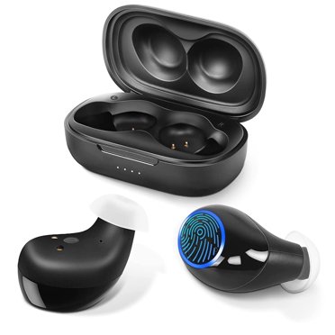 Digital Sound Amplifiers for Ears with Noise Cancelling, Rechargeable Mini Personal Sound Amplifiers TV Earbuds with Portable Charging Box, Suitable for Adults, Elderly, Pair (Black)