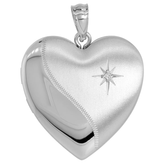 Sterling Silver Diamond Heart Locket / Urn Necklace 1 Picture 20 inch Boston Chain
