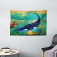 thumbnail image 1 of Dinosaur Tapestry, Ancient Wild Sea Creature Plesiosaurus in Its Underwater Habitat, Wall Hanging for Bedroom Living Room Dorm Decor, 60W X 40L Inches, Jade Green Navy Blue Orange, by Ambesonne, 1 of 2
