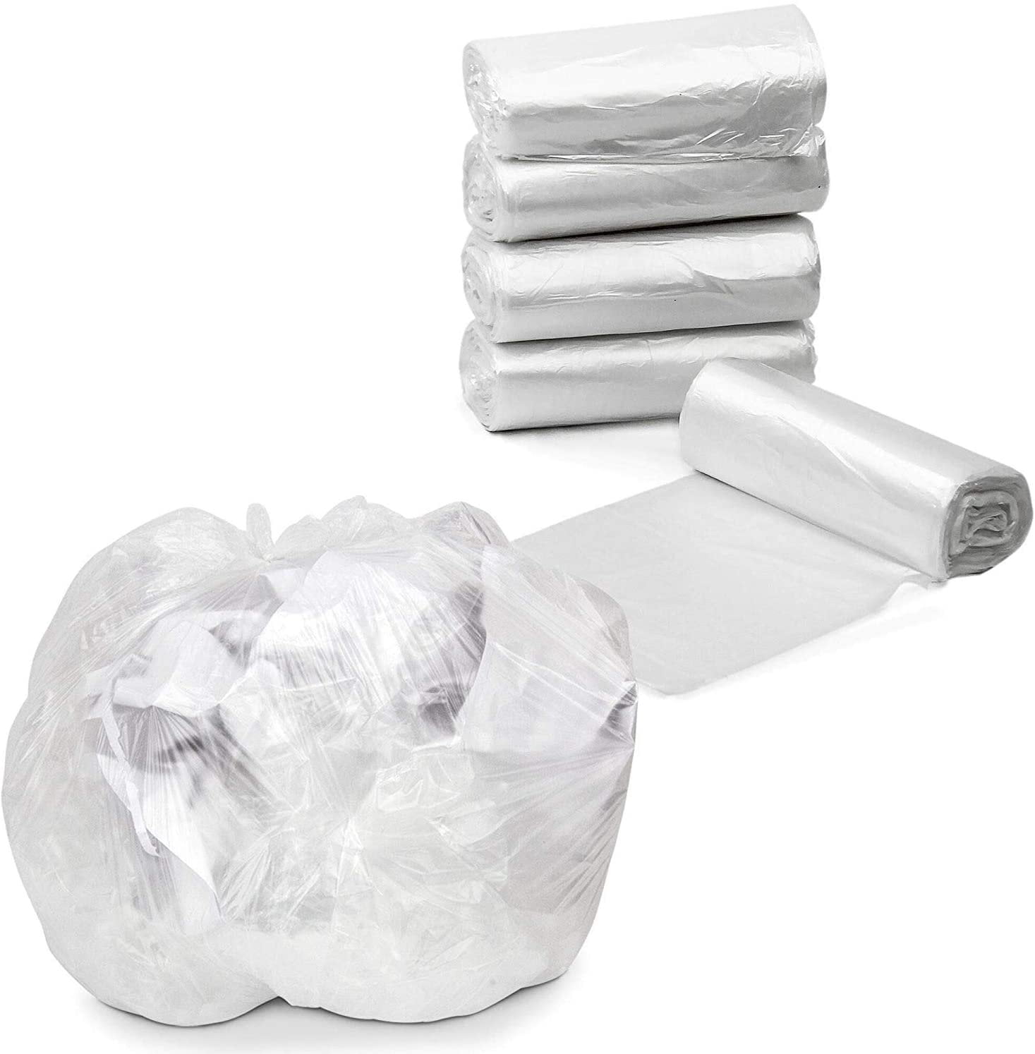 12-16 Gallon 6 Mic 24x33 Clear Trash Bags Wastebasket Liners Coreless Roll 