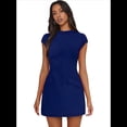 thumbnail image 3 of Vestido de Verano para Mujer, Cuello Alto, Corta, Minivestido de Club, Azul Oscuro L, 3 of 8