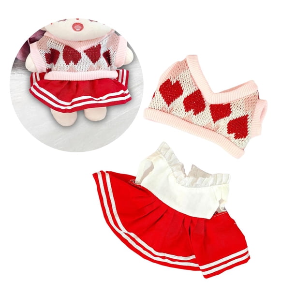 2 piezas de ropa para muñecas CUTICAT vestido y chaleco para muñecas 7.8 pulgadas Rosado rojo