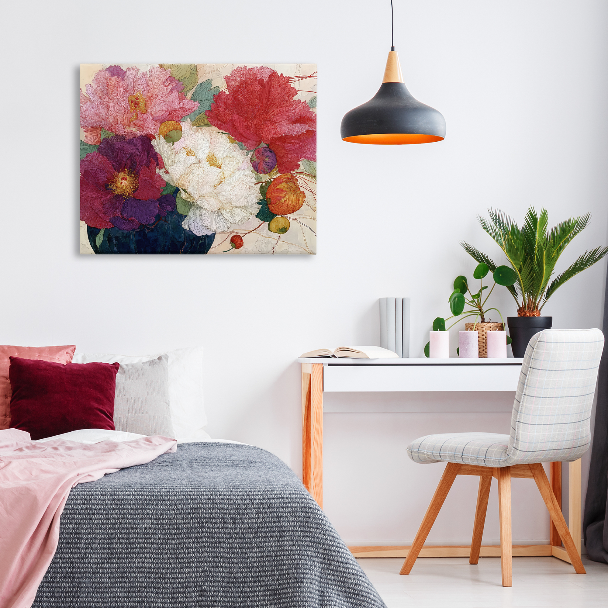 Haiku Ornate Flower Petals Canvas Wall Art, design by Annabelle Hall