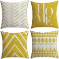 thumbnail image 1 of Throw Pillow Covers Set of 4 Decorative 20x20 Inch for Sofa Couch, Yellow and White Square Outdoor Accent Pillows Cover Case for Cushions Bed and Living Room Farmhouse Decoration (Yelow new0150), 1 of 6