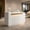 White/Left 62.99"L x 26.02"W x 41.34"H, variant on 86.6" White Modern Reception Desk with Left Counter, Built-in Power Outlets, Lockable Drawers & LED Lights for Office, Salon & Retail