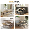thumbnail image 6 of Breakfast Nook Kitchen Corner Dining Table Bench Chair Set, Space-Saving 3-4 Seat L-Shape Farmhouse Mid Century Modern Style for Family Home Black Wood, 6 of 9