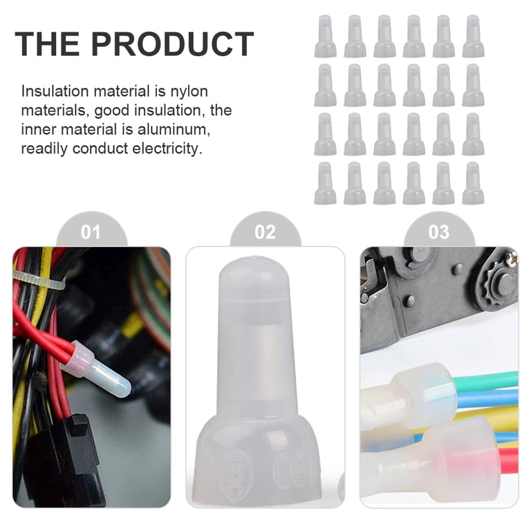 1000-Piece Closed End Crimp Terminal Connectors Kit – Transparent Nylon Wire Crimping Caps For Electrical Connections (CE1, 22-18 AWG)