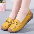 thumbnail image 5 of Hinvhai Women's Casual Leather Flats Shoes Comfort Soft Bottom Slip-on Loafers Non-Slip Round Toe Fashion Driving Walking Shoes Yellow 9.5(43), 5 of 9