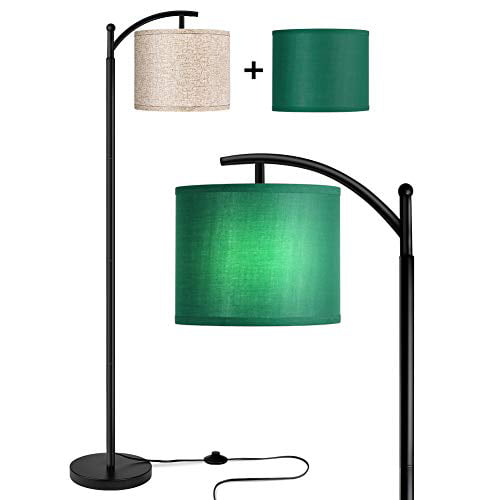 Led Standing Lamp With 2 Shades, Dark Green Floor Lamp Shade