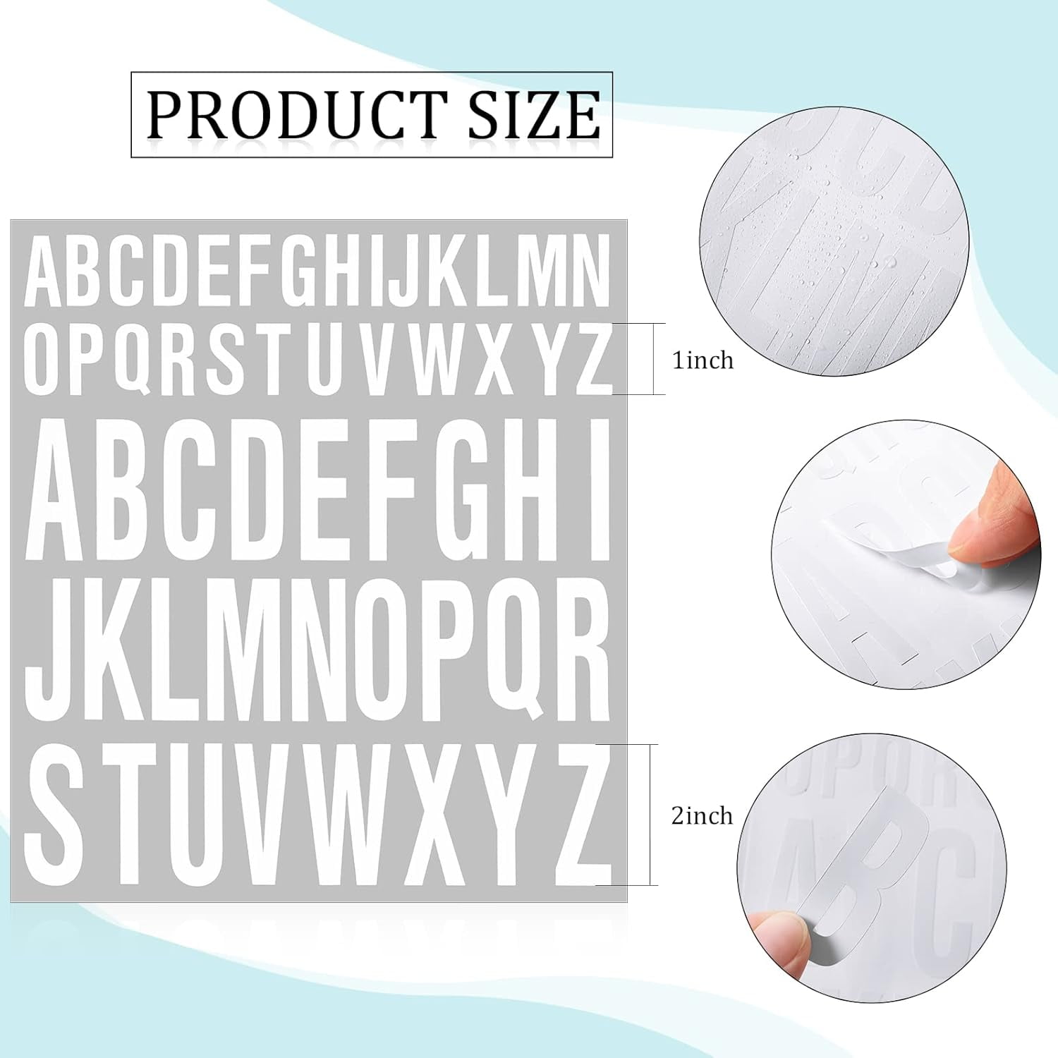 QTH 8 Sheet Self Adhesive Letters Stick on Vinyl Black Capital Letter Stickers 1 Inch 2 Sticker for Crafts Outdoor Sign Poster Mailboxes Windows Doors Car Truck (White, Inch, Inch)