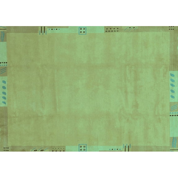 Ahgly Company Indoor Rectangle Abstract Turquoise Blue Modern Area Rugs, 8' x 10'