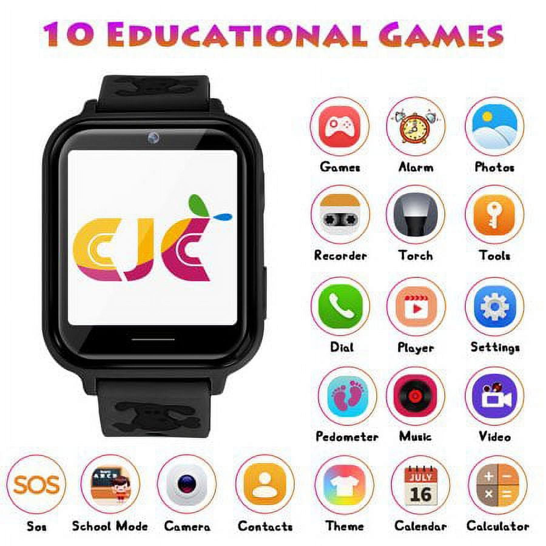 Kids Smart Watch for Boys Girls, Kids Smartwatch with Call SOS 10 Games Camera Music Player Calculator Touch Screen Wristwatch(with 1GB SD Card), Birthday Gift for Kids Aged 4-12 (Black)