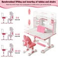thumbnail image 6 of Fompes Kids Study Desk and Chair Set Height Adjustable Children's Desk and Chair Set with 50-Degree Tiltable Desktop LED Light Storage Drawer Book Stand Study Table with Chair for Bedroom Study Room, 6 of 13