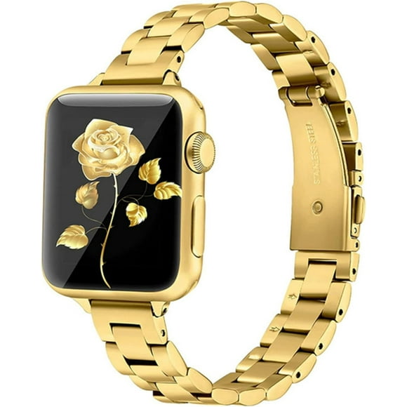 KOMI Strap Compatible with Apple Watch Series Ultra2 Ultra SE 9 8 7 6 5 4 3 2 1 49mm 45mm 41mm 44mm 42mm 40mm 38mm Replacement Stainless Steel Band Wristband for iWatch Accessories Gold