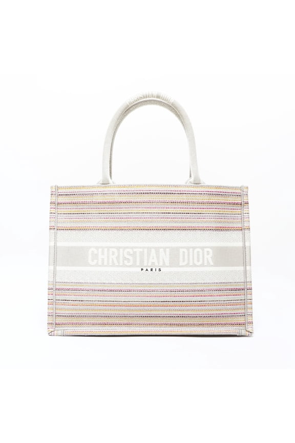 Pre-Owned Christian Dior Book Tote Canvas Bag in Beige