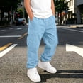 thumbnail image 5 of Angala Big Boys Cargo Pants Straight Leg With Pockets Fall Casual Boys Baggy Trousers Size 7-8 Years Sky Blue, 5 of 8