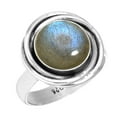 thumbnail image 1 of 925 Silver Ring For Women - Girls Gray Real Labradorite Stone Silver Ring Size 8.5 November Birthstone Elegant Silver Ring Size 8.5 Gift For Women On Halloween 925 Silver Jewelry With Gemstone, 1 of 6