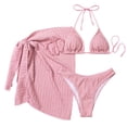thumbnail image 5 of Womens 3 Piece Bikini Swimsuit Set Bathing Suits for Women with Tie Up Skirt Cover Up High Waisted Swimwear Beach Vacation Outfit Summer Pool Party, 5 of 5