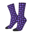 thumbnail image 1 of Fotbe purple argyle Calcetas Largas con Estampado para Hombre y Mujer – Calcetas de Compresión Transpirables y Elásticas, Viajar y Uso Diario Talla 5-11, 1 of 6