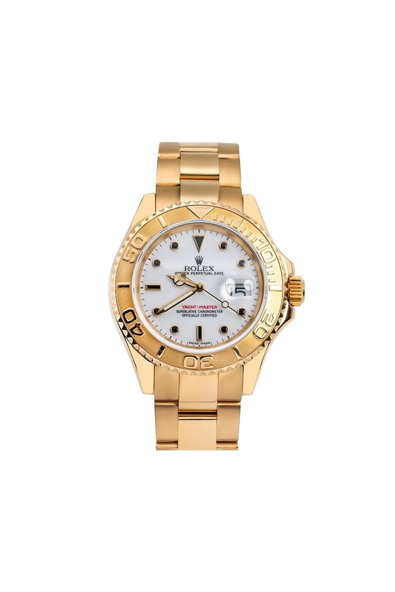 Pre-Owned Rolex Yacht-Master 40MM 16628 White Dial Yellow Gold Bezel 18K Yellow Gold Oyster Bracelet