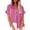 Hot Pink, variant on Fesfesfes Women's Fashion Blouses Hooded Front Placket Foldable Short Sleeve Loose T-shirt with Buttons Summer Linen Breathable Tops(Blue,L)