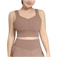 thumbnail image 4 of Workout Bras for Women Large Bust Plus Size Cutout Racerback Sports Bras Breathable High Impact Push Up Padded Bralette, Coffee, XXXXL, 4 of 7