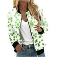thumbnail image 2 of Abrigo informal de manga larga sin capucha y chaquetas para mujer, abrigo informal de moda con estampado y bolsillo con cremallera, abrigo de poliéster para mujer, 2 of 5
