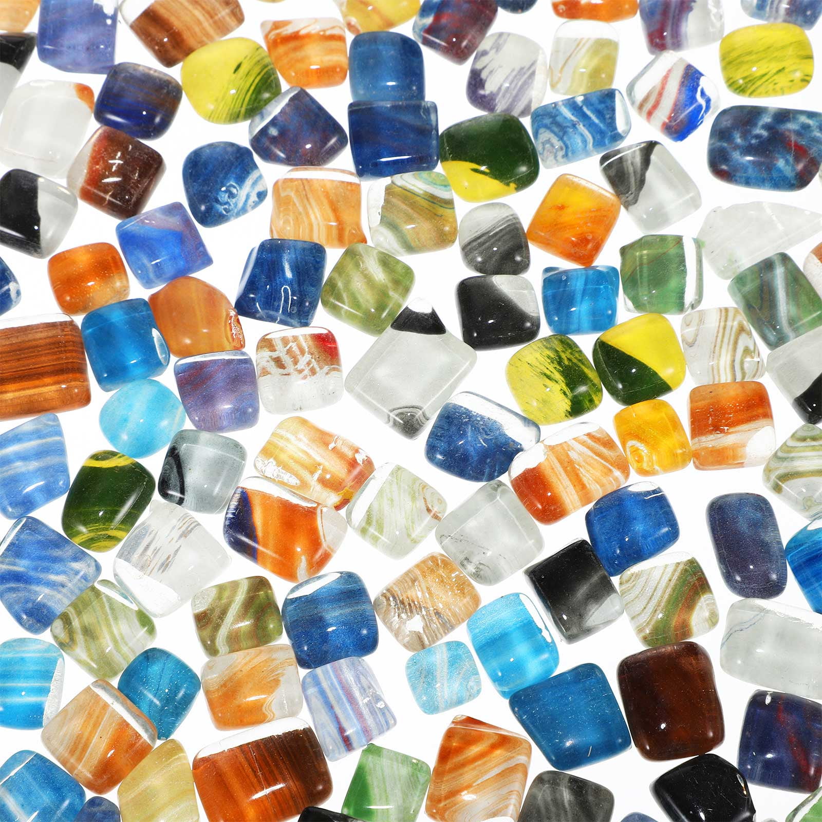 Masteelf 1 Bucket Crystal Glass Mosaic Tiles for Crafts with Assorted Colors and Convenient Storage Kit