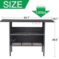 thumbnail image 6 of AVAWING Patio PE Wicker Rattan Bar Table(54.7 x 36.8 x 18.1) w/ 2 Steel Shelves & Wine Rack, Black, 6 of 7