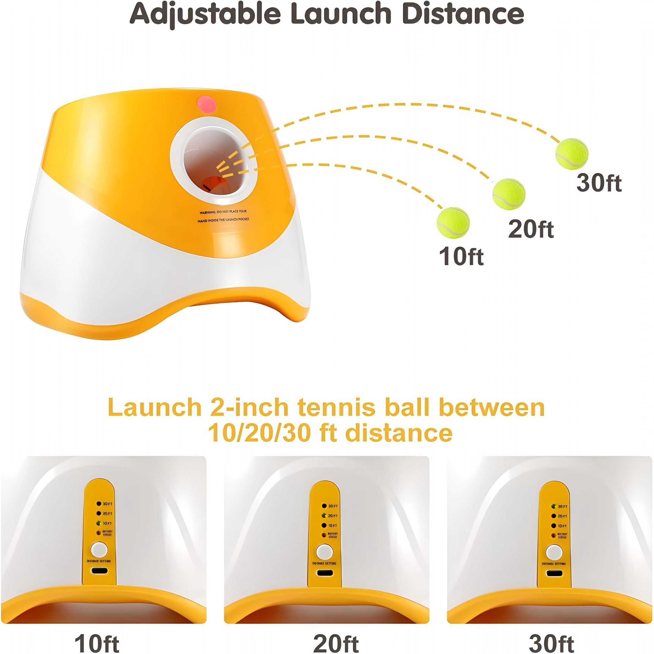 BESTSKY Automatic Ball Launcher for Small and Medium Dogs, USB Rechargeable Ball Thrower, 10-30 Ft, IndoorOutdoor Tennis Ball Thrower, 3PCS Mini Tennis Balls Included