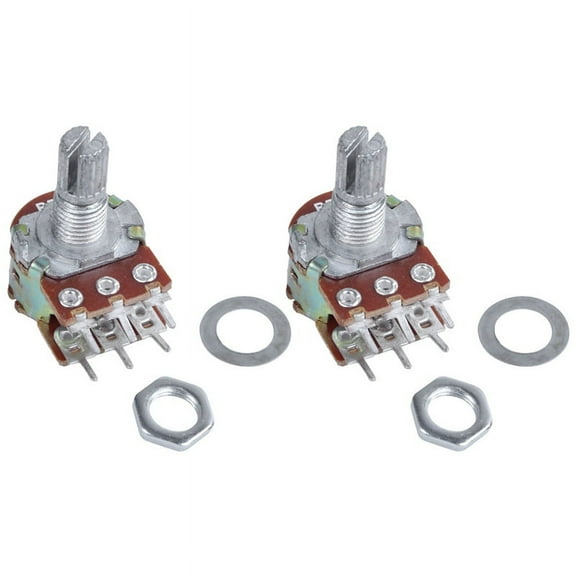 2 Pcs Silver Metal B50K 50K Ohm 6-Pin Dual Trim Potentiometer 3.8 x 2.8 1.7cm
