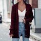 thumbnail image 1 of Chaquetas y abrigos casuales sin capucha de manga larga para mujer, cárdigans de punto de color liso, suéteres holgados de manga larga con bolsillos y botones, blusa de poliéster para mujer, 1 of 7