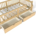 thumbnail image 5 of URTR Twin Size Montessori Platform Bed with Full-length Guardrails and 2 Drawers, Wooden Twin Low Profile Platform Bedframe with Cute Headboard for Bedroom, Natural, 5 of 9