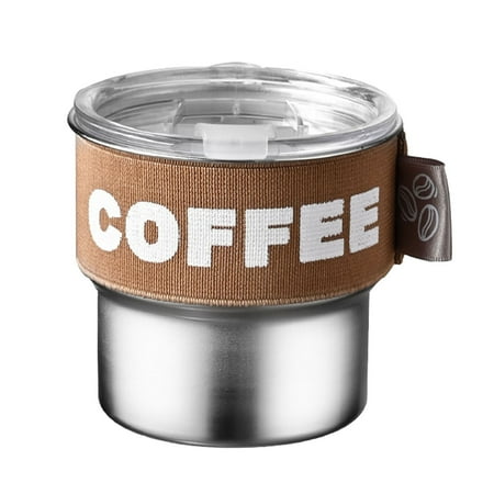 

Stainless Steel Thermal Coffee Cup (13oz) - Portable Leakproof Insulated with Elastic Sleeve for Home Office Car