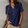 thumbnail image 6 of YanHoo Summer Shirts for Women Lapel Button Up Short Sleeve T-Shirts Loose Fit Pullover Tops Casual Solid Color Tee, 6 of 8