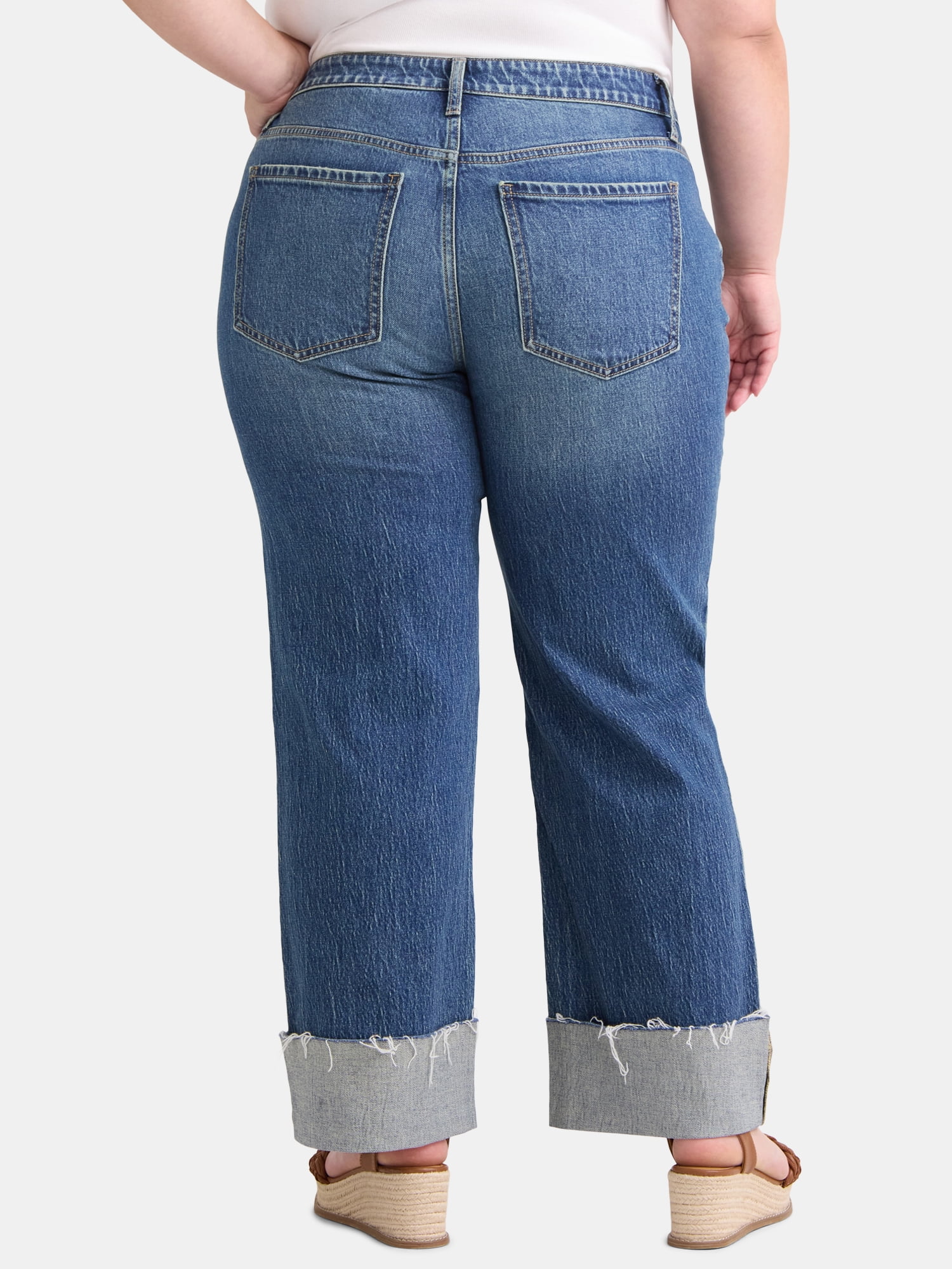 Terra & Sky Women's Plus Size Denim High Rise Wide Leg Jeans, 29" Inseam, Sizes 14W-28W