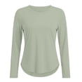 thumbnail image 4 of Qgtaibl UPF 50+ Sun Protection Long Sleeve Shirts for Women Crew Neck Curved Hem Rash Guard Quick Dry Lightweight Outdoor Workout Blouses for Hiking Running Beach Mint Green M, 4 of 5