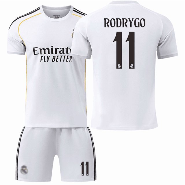 2025/26 Black Football Sportswear Printed RODRYGO 11# Fan Training Football Jersey Set