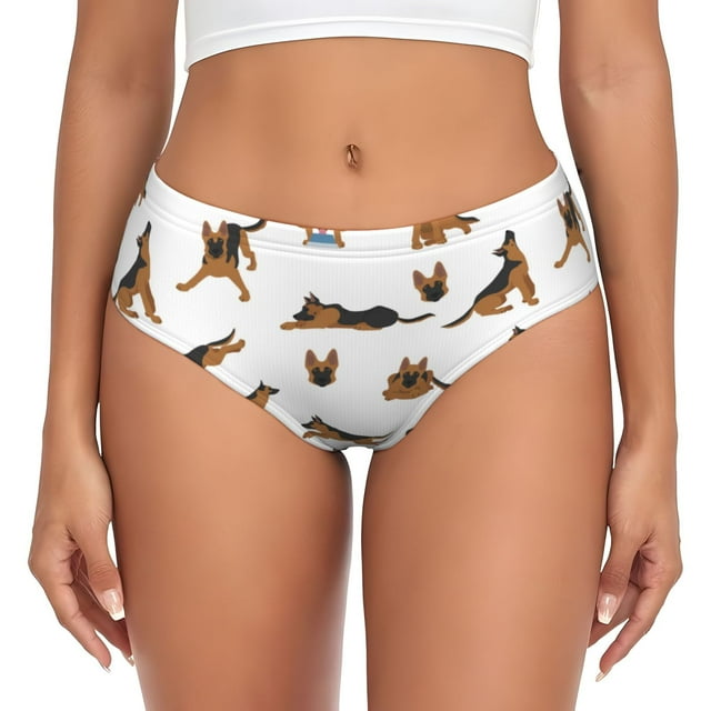 Balery German Shepherd Dog Ropa Interior de Algodón para Mujer con Dibujo – Braguitas Cómodas y Elásticas, Estilo Clásico-X-Small