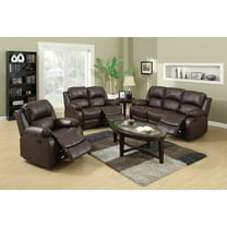 Pon Living Furniture Inc 3 Piece Modern Bonded Leather Reclining Living Room Set Brown