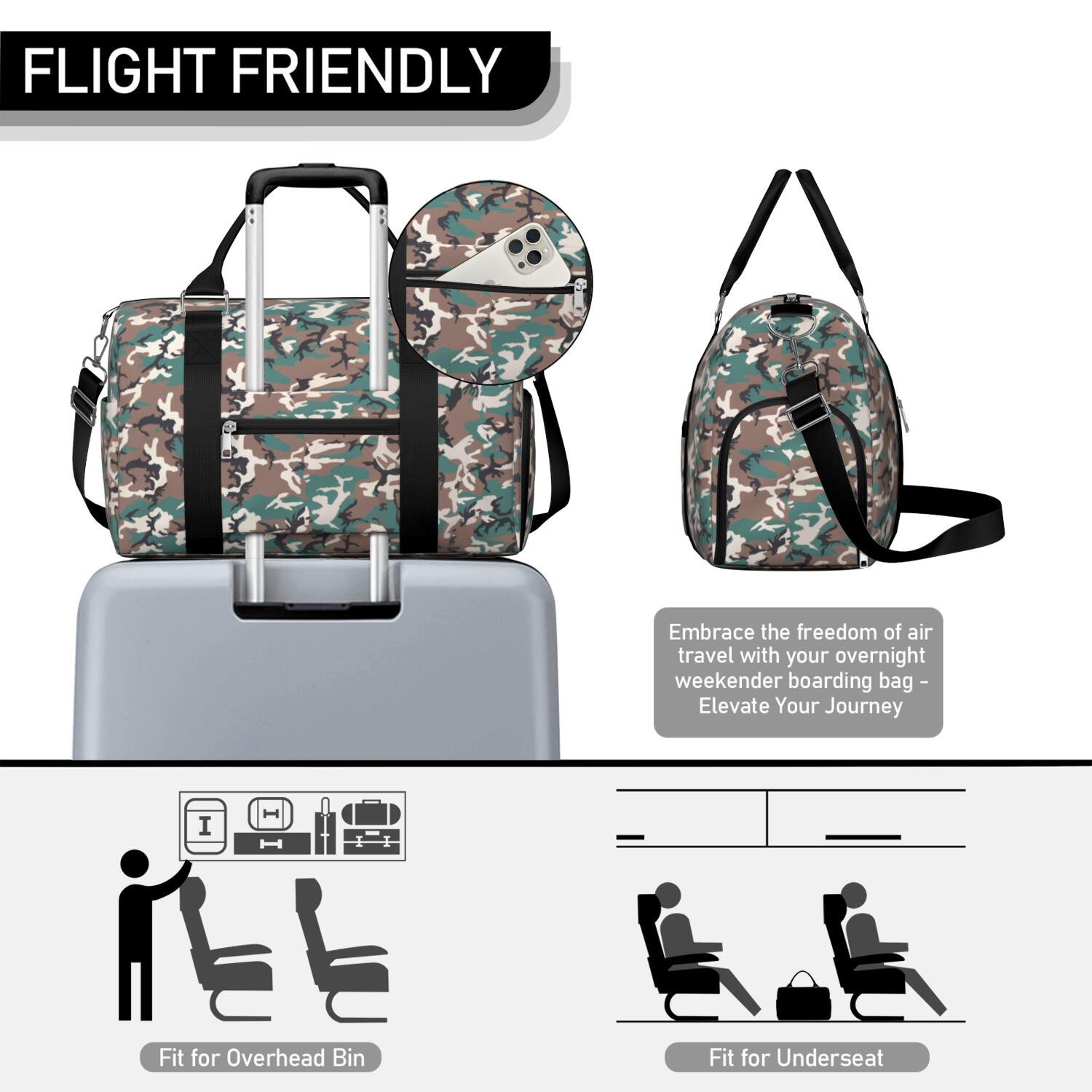 Camo Mens Gym Tote Duffle Bag with Wet Pocket & Shoe Compartment, Travel Duffel Bag Overnight Weekender Hospital Tote Girls Workout Carry on Bag with Luggage Sleeve