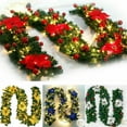 thumbnail image 2 of 9 Ft Christmas Garland - Christmas Garland,Artificial Christmas Garland,Xmas Garland Xmas Decoration Wreath Xmas Fireplace Decor for Festival Indoor Outdoor Home Mantle Fireplace(Without Led), 2 of 8