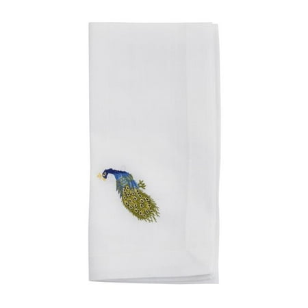 

Saro Lifestyle YP147.W20S 20 in. Embroidered Peacock Table Napkins White - Set of 4