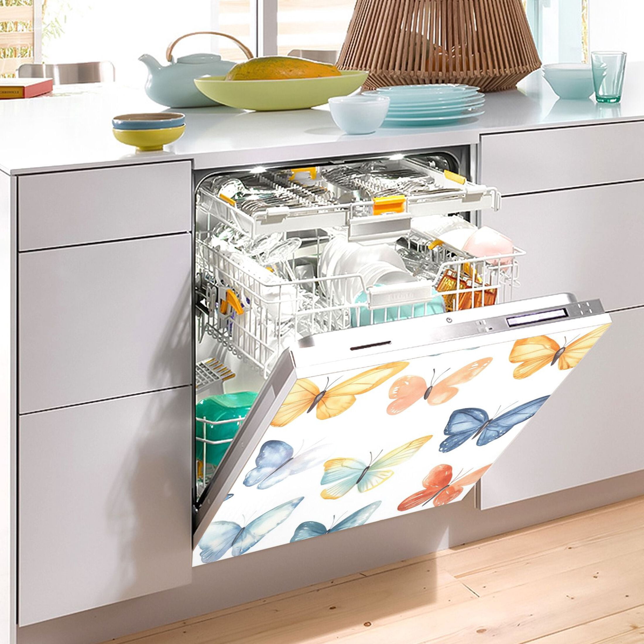 Dishwasher Magnetic Sticker 23x26 Inch Refrigerator Magnetic Sticker Washing Machine Magnetic Sticker Kitchen Panel Magnetic Sticker Home Decor Watercolor Pretty Butterfly
