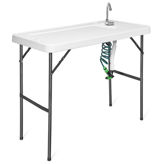 Biotree Folding Camping Sink Table with Faucet and Sprayer Portable Outdoor Cleaning Station for Fishing Camping and Gardening, Black